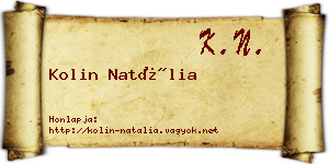 Kolin Natália névjegykártya