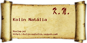 Kolin Natália névjegykártya